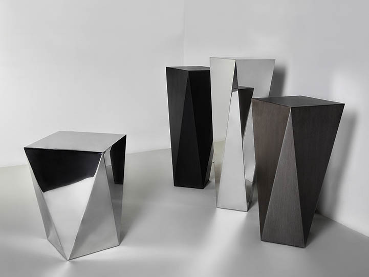 Carat pedestal and side tables Carat pedestal and side tables