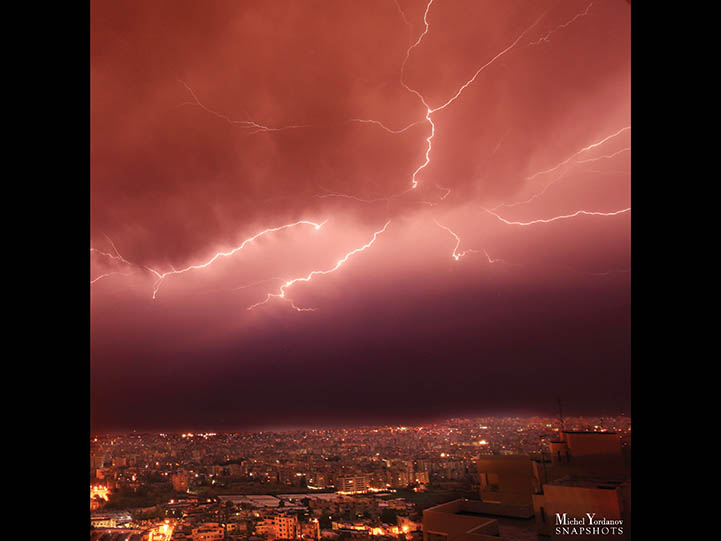 Impressive lightning storm above Beirut suburbs Impressive lightning storm above Beirut suburbs