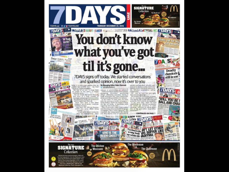 7Days' last edition printed December 22, 2016 7Days' last edition printed December 22, 2016